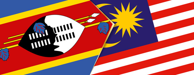 Swaziland and Malaysia flags, two vector flags.