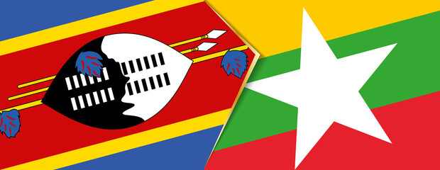 Swaziland and Myanmar flags, two vector flags.