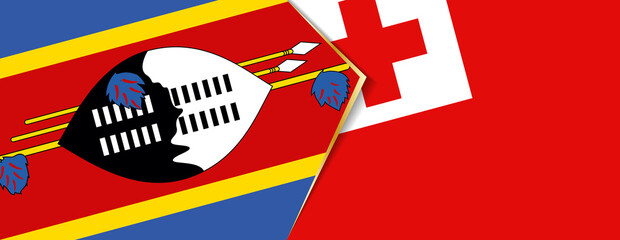Swaziland and Tonga flags, two vector flags.