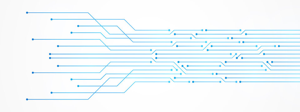 Abstract Technology Background, blue circuit board pattern, microchip, power line