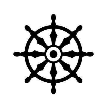 Dharma wheel silhouette icon. Clipart image isolated on white background