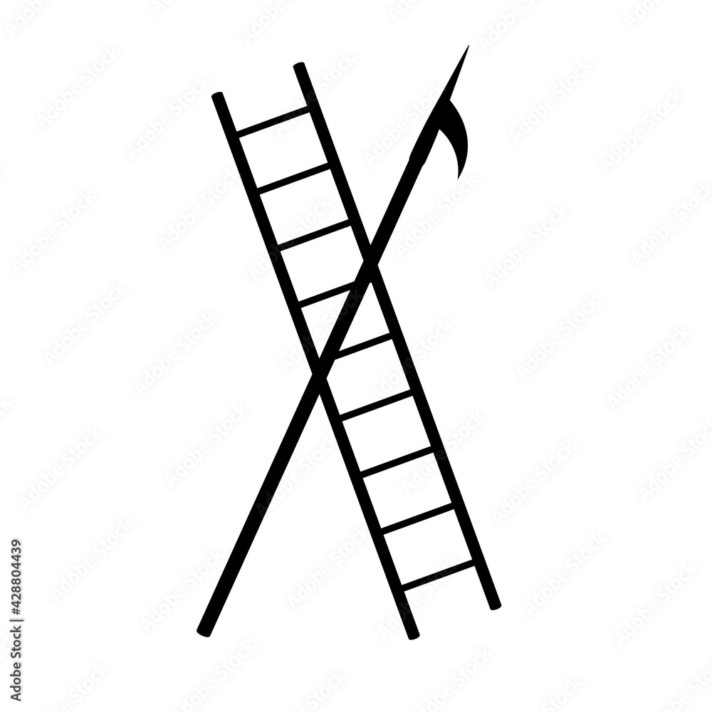 Canvas Prints firefighter hook and ladder line icon. clipart image isolated on white background