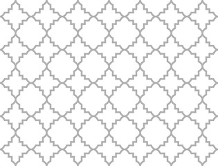 Abstract geometry pattern in Arabian style. Seamless vector background. White and gray graphic ornament. Simple lattice graphic design.