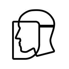 Full face shield outline icon. Clipart image isolated on white background