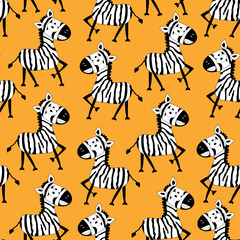 Fototapeta na wymiar Zerbra seamless pattern. Funny hand drawn vector graphics. Good for Textile print, wrapping and wall paper, and other gift design.