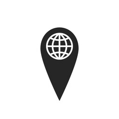 globe location pin icon. position mark, destination and global map pointer symbol