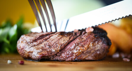 delicious beed steak on the grill