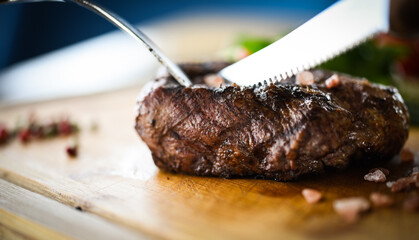 delicious beed steak on the grill