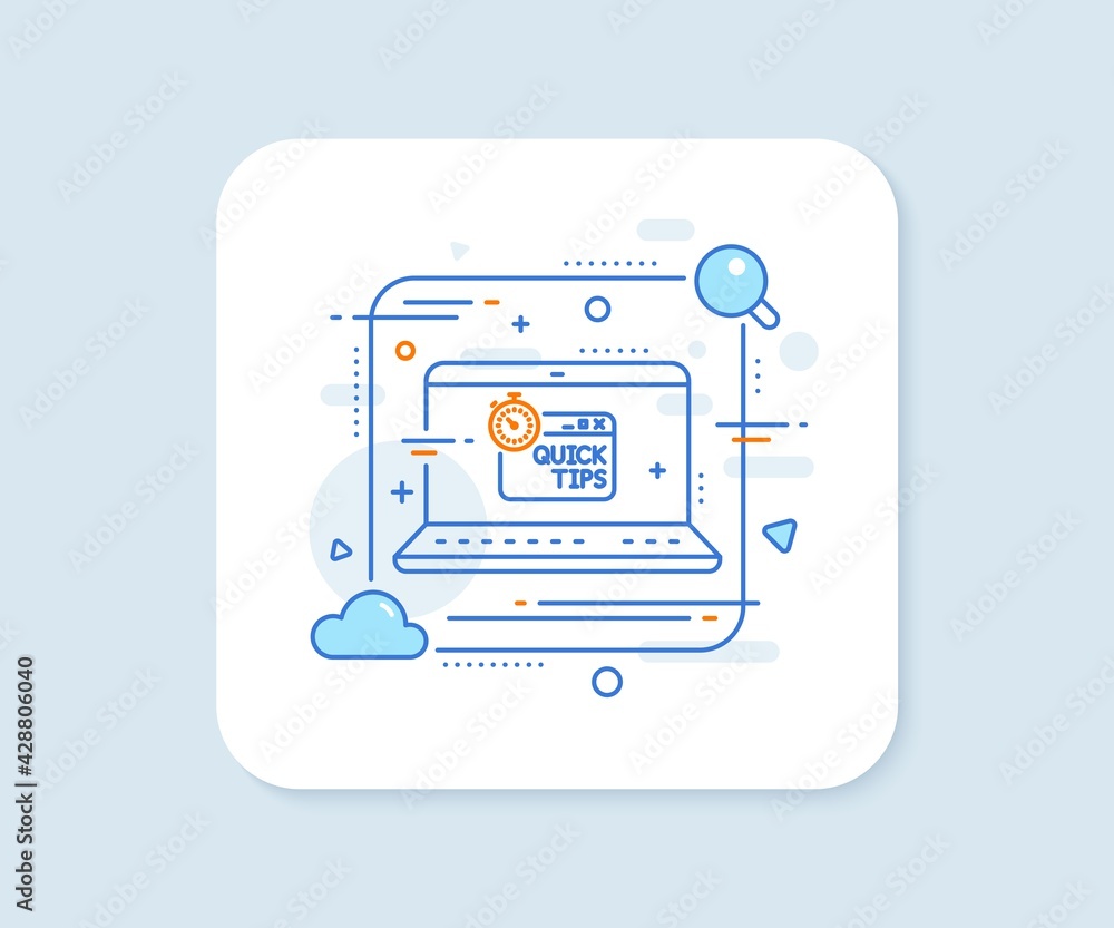 Aufkleber quick tips line icon. abstract vector button. helpful tricks sign. tutorials with timer symbol. quic