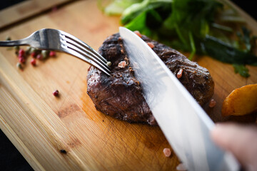 delicious beed steak on the grill