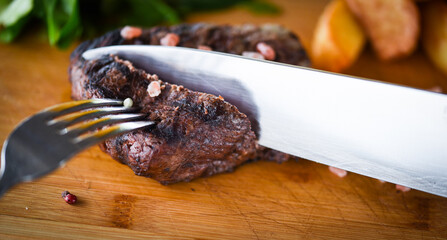 delicious beed steak on the grill
