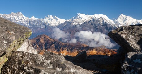 mounts Everest Lhotse and Makalu, Nepal himalayas