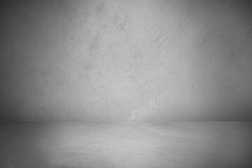 Gray vintage cement or concrete wall and floor background. Can be used for display commercial products, room, interior, graphic design or wallpaper. Copy space for text.