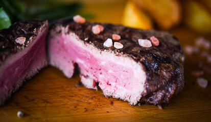 delicious beed steak on the grill