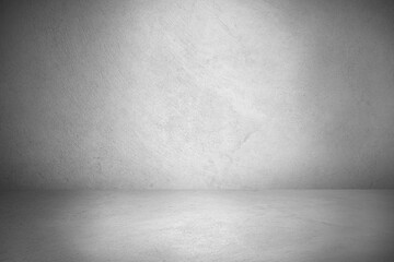 Gray vintage cement or concrete wall and floor background. Can be used for display commercial products, room, interior, graphic design or wallpaper. Copy space for text.