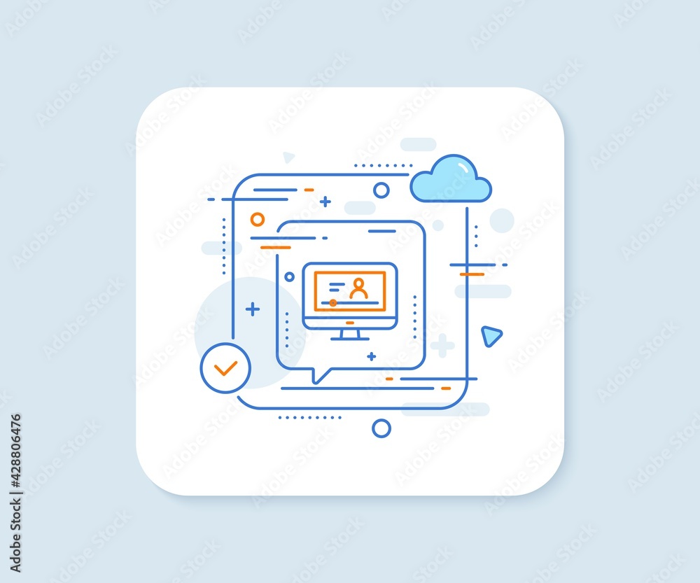Aufkleber online video education line icon. abstract vector button. computer with online lecture sign. web pla