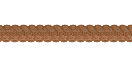 Seamless french braid stripe or brush, cartoon vector illustration isolated.