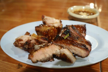 grilled pork , pork steak or sliced pork