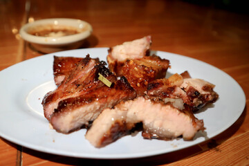 grilled pork , pork steak or sliced pork