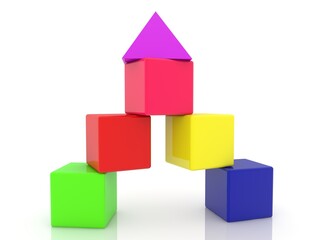 Obraz premium Play castle from colorful toy blocks