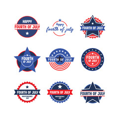 Set of 4th of July badges. Vector design for United States of America patriotic celebration. American independence day banners.