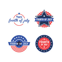 Set of 4th of July badges. Vector design for United States of America patriotic celebration. American independence day banners.
