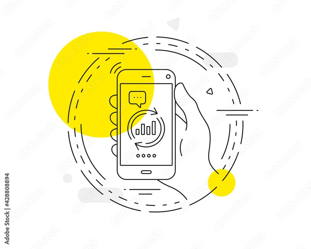 Aufkleber chart line icon. mobile phone vector button. update report graph or sales growth sign. analysis and 