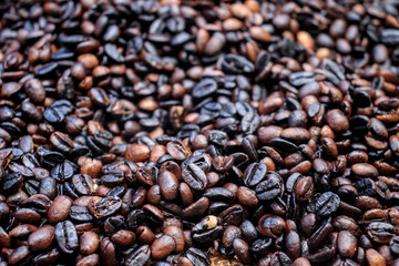 Natural roasted coffee beans texture