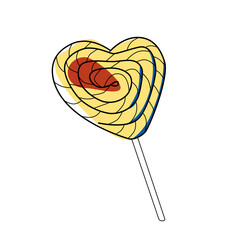 Lollipop in the shape of a heart. illustration isolated.