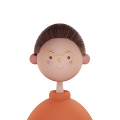 visage de face 3D souriant et heureux
