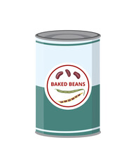 Baked kidney beans canned in tin can, tinned vegetables healthy food
