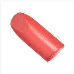 Cut red lipstick isolated on white