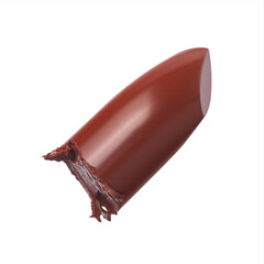 Cut brown lipstick isolated on white