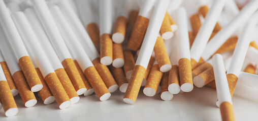 Close-up of Tobacco Cigarettes Background or texture