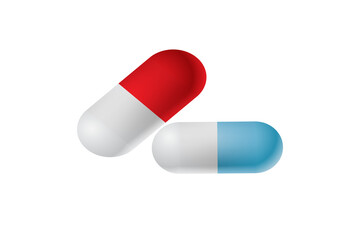 Pills on white background and Antiviral drug 