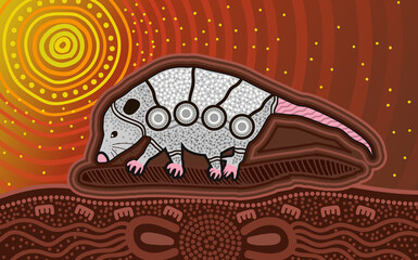 Possum aboriginal art - Vector