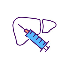 Hepatitis vaccination RGB color icon. Long-term protection. Virus infection and inflammation risk prevention. Cost-effective measure. Limiting disease transmission. Isolated vector illustration