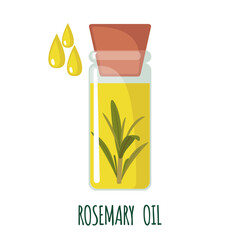 Rosemary essential oil icon in flat style isolated on white background.