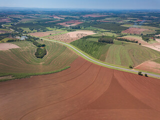 solo rural para plantação vista aerea - obrazy, fototapety, plakaty