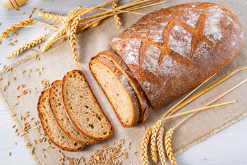 Delicious mixed rye bread, also called gray bread