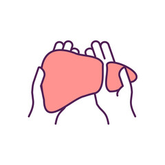 Liver diseases treatment RGB color icon. Reducing inflammation. Liver-friendly diet. Hepatic disease prevention. Lifestyle modifications. Liver function support. Isolated vector illustration