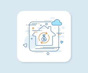 Cash exchange line icon. Abstract vector button. Dollar money bag symbol. Money transfer sign. Money exchange line icon. Home concept badge. Vector