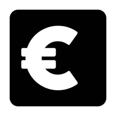 Euro sign icon vector currency symbol for business and finance in a flat color glyph pictogram illustration