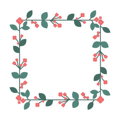 Square flower frame. Vector illustration.