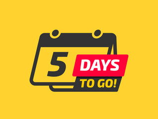 Five Days To Go Calendar Icon On Yellow Background