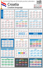 Croatian horizontal pocket calendars for 2022. Week starts Monday