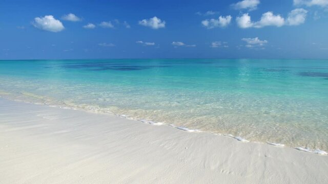 Tropical beach with azure water and white sand. Caribbean destination