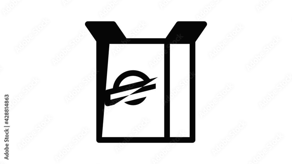 Poster open carton detergent icon animation outline best object on white background