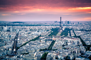 Fototapeta na wymiar Paris skyline at sunset, France