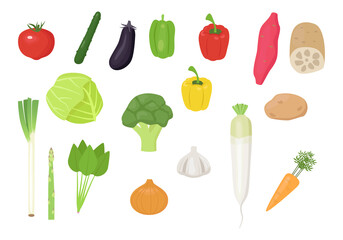 カラフルな野菜のイラストセット